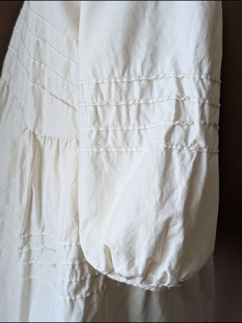 Free People Sweet Surrender Mini Dress XL Ivory Cotton Puff Sleeve Babydoll - Picture 7 of 13